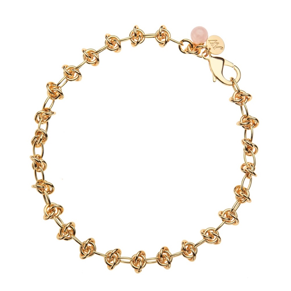 Jane Win | In a Knot Chain with Rose Quartz Bead | 14k Gold Plated ✨